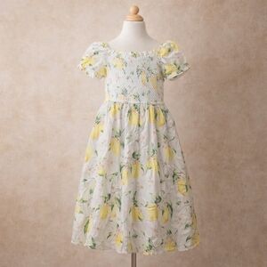 NWT Ivy City Co Hollie Kid Dress 11 - 12 T Lemon Smocked Ruffles Summer Country